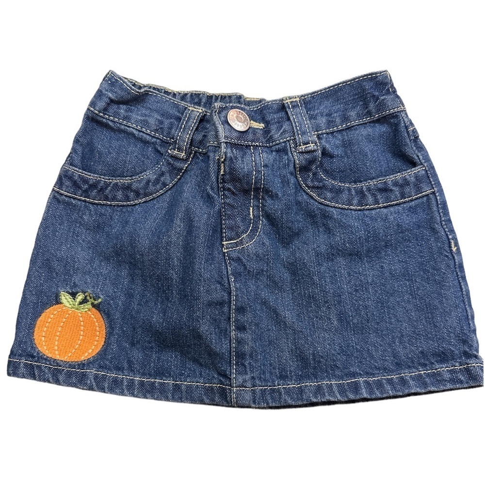 Gymboree Cotton Denim Toddler Skirt w W Embroidered Pumpkin 12-18 Months